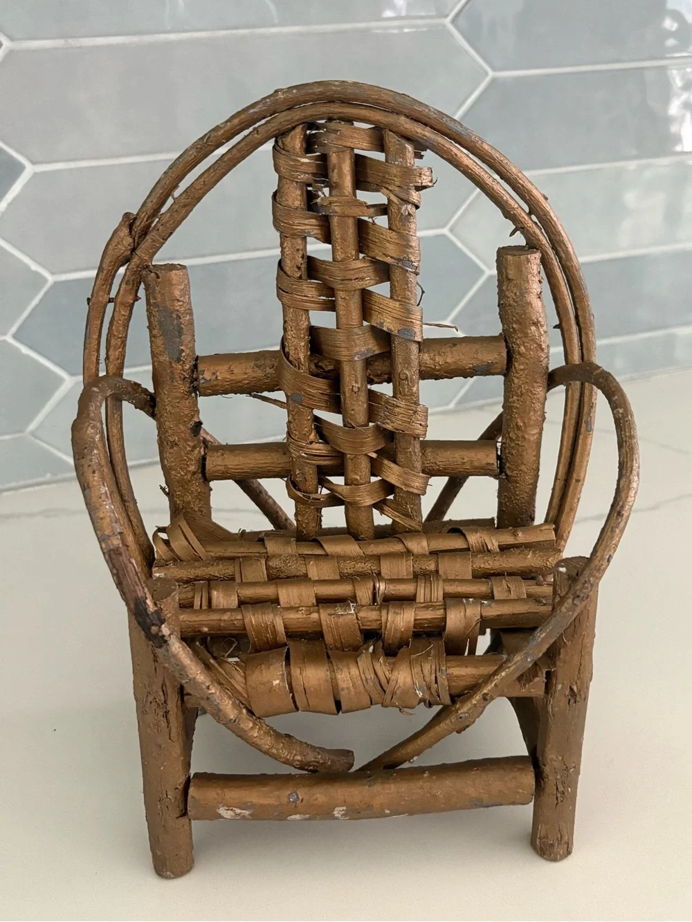 Vintage Primitive Rustic Willow Twig Miniature Doll Chair